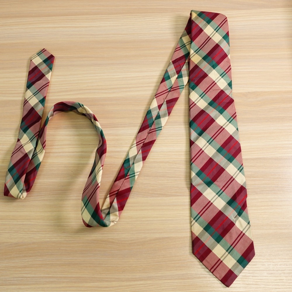 Vintage Polo Ralph Lauren Tie Men Red Tartan English Silk Ivy Prep USA Hand Made